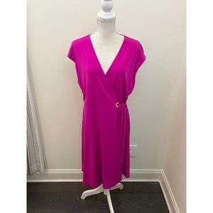 Ivanka Trump Pink Short Sleeve Faux Wrap Dress Size Large